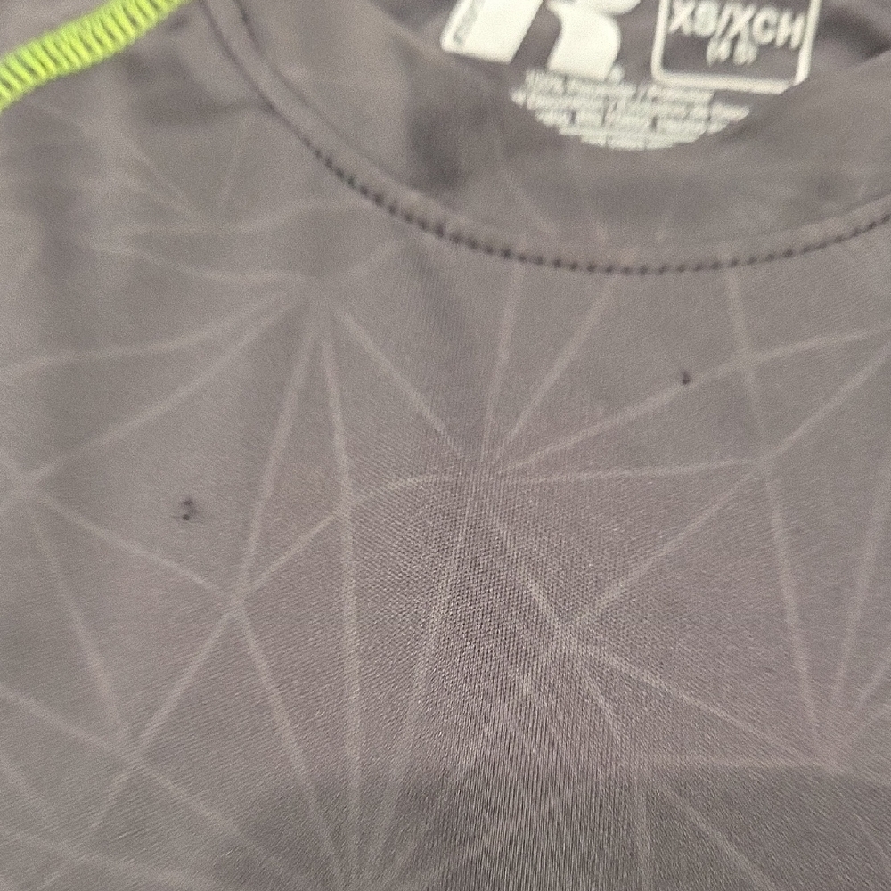 Russell Athletic Gray and Neon Green Performance Tee - Picture 5 of 6